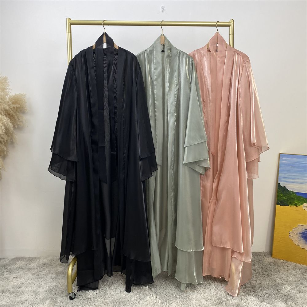 New fashionable Muslim robe, African but Tanzanian Islamic woman's shiny satin cardigan long dress, Islamic abaya