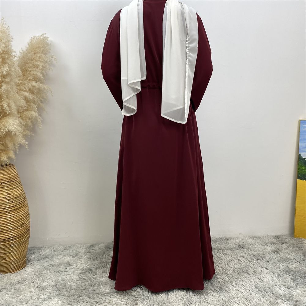 Middle Eastern Muslim fashion women's dress with diamond and patchwork lace-up, Islamic women's popular pocket robe