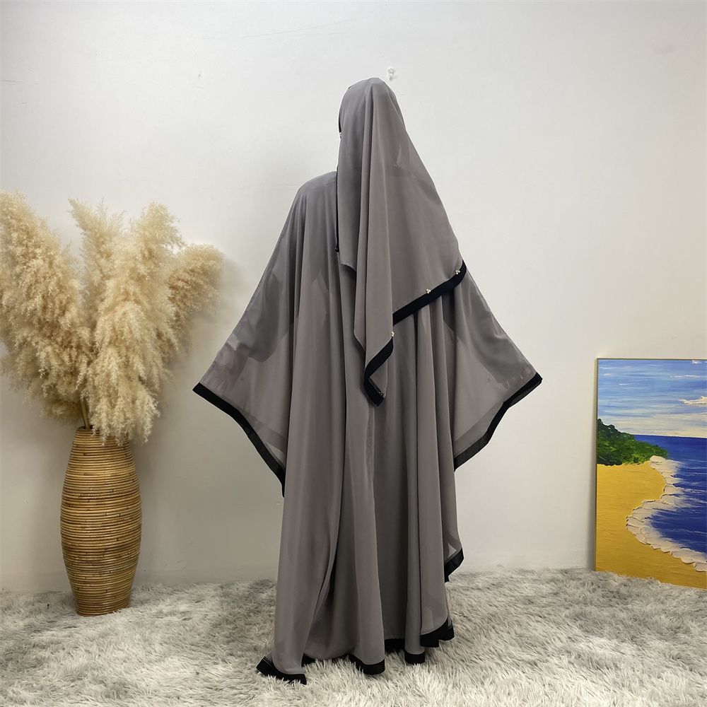 Middle East, Turkey, Dubai, Morocco, fashion patchwork chiffon, loose Muslim robe, batsleeved dress with headscarf
