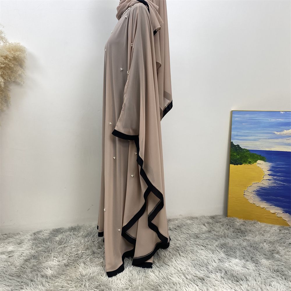 Middle East, Turkey, Dubai, Morocco, fashion patchwork chiffon, loose Muslim robe, batsleeved dress with headscarf
