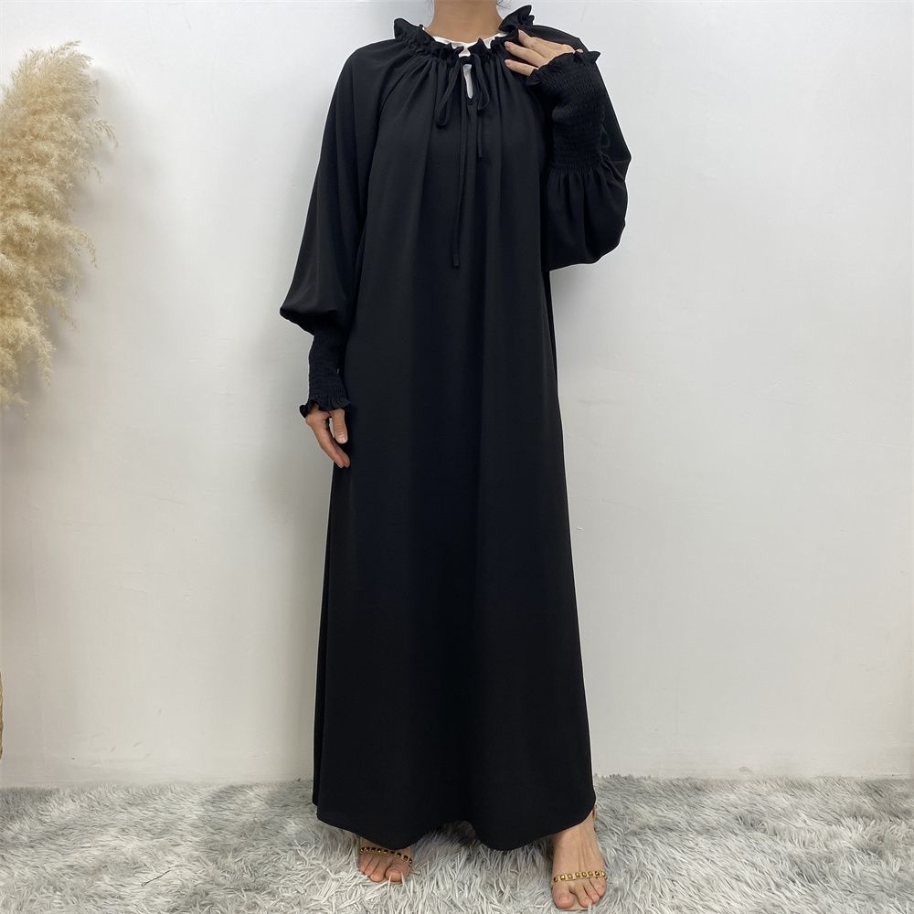 A new, fashionable and simple solid-color Muslim women's dress exclusively for cross-border supply from the Middle East, Turkey, Dubai and Arab countries