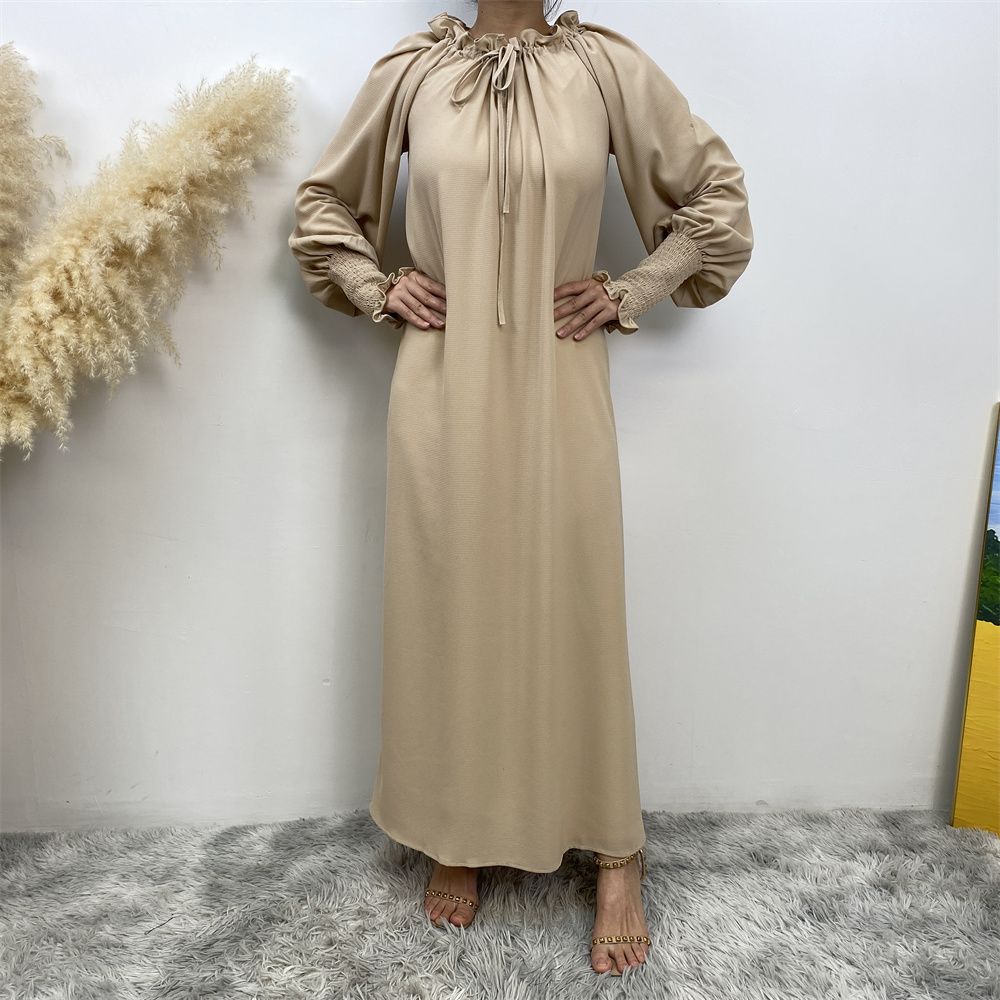 A new, fashionable and simple solid-color Muslim women's dress exclusively for cross-border supply from the Middle East, Turkey, Dubai and Arab countries