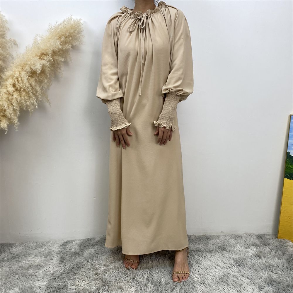 A new, fashionable and simple solid-color Muslim women's dress exclusively for cross-border supply from the Middle East, Turkey, Dubai and Arab countries