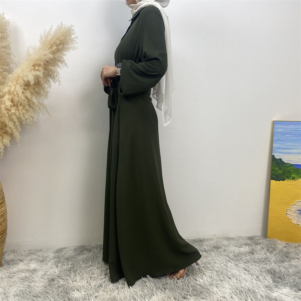 The Muslim Middle East is selling a summer chiffon long dress in solid color with loose buttons and pockets