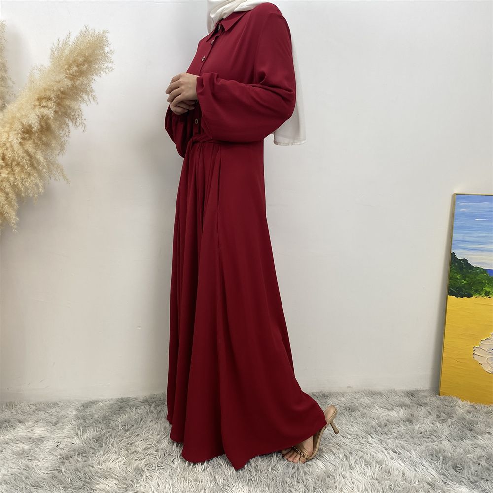 The Muslim Middle East is selling a summer chiffon long dress in solid color with loose buttons and pockets