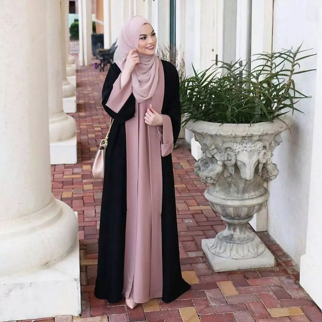 Fashionable Muslim abaya cardigan Dubai Turkish Islamic women's women's dress patchwork Fake two-piece dress