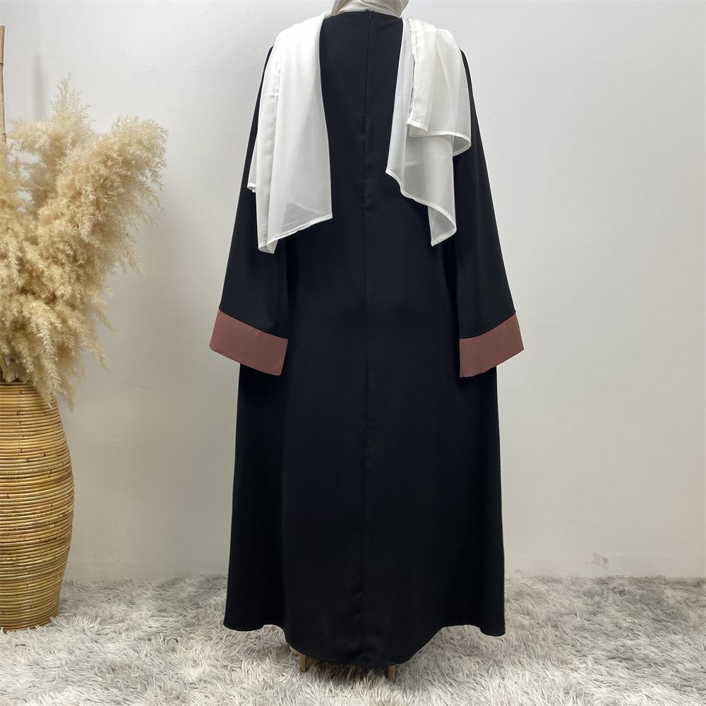 Fashionable Muslim abaya cardigan Dubai Turkish Islamic women's women's dress patchwork Fake two-piece dress
