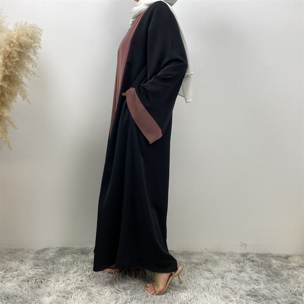 Fashionable Muslim abaya cardigan Dubai Turkish Islamic women's women's dress patchwork Fake two-piece dress