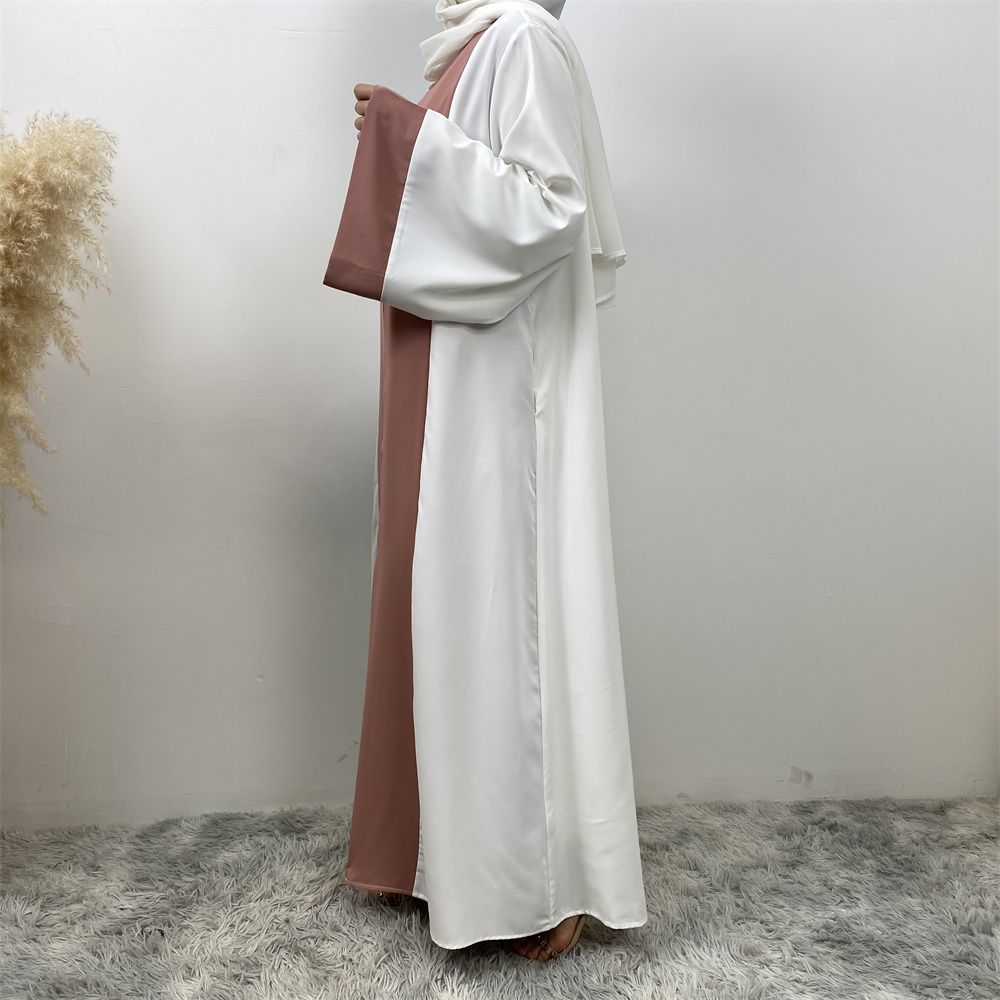 Fashionable Muslim abaya cardigan Dubai Turkish Islamic women's women's dress patchwork Fake two-piece dress