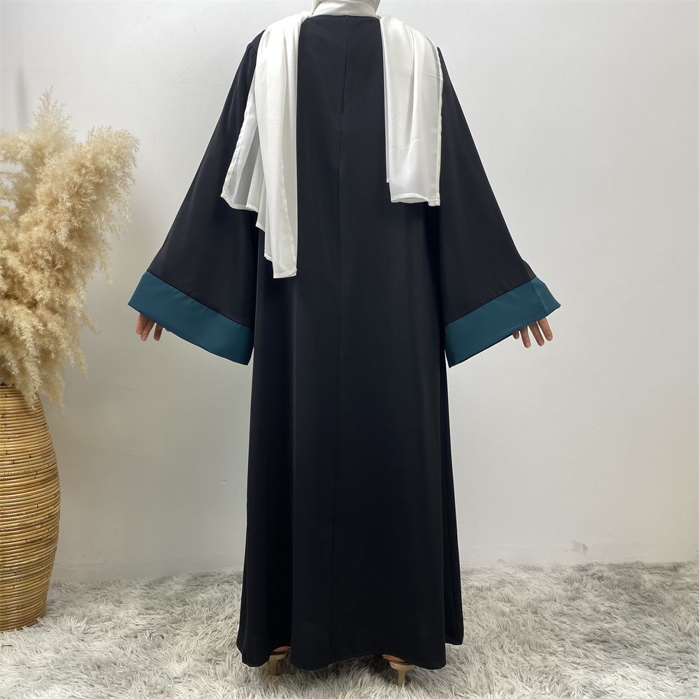 Fashionable Muslim abaya cardigan Dubai Turkish Islamic women's women's dress patchwork Fake two-piece dress