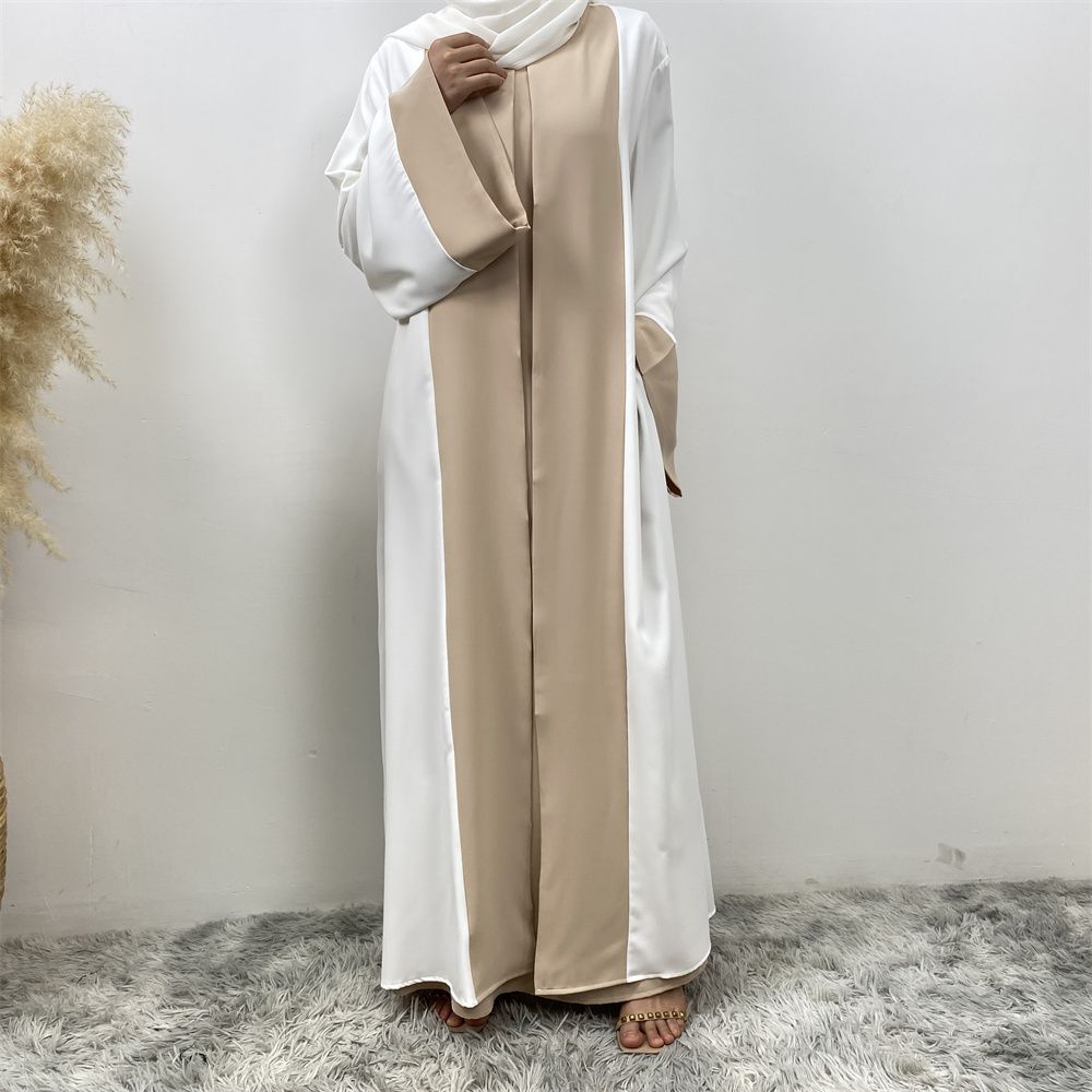 Fashionable Muslim abaya cardigan Dubai Turkish Islamic women's women's dress patchwork Fake two-piece dress