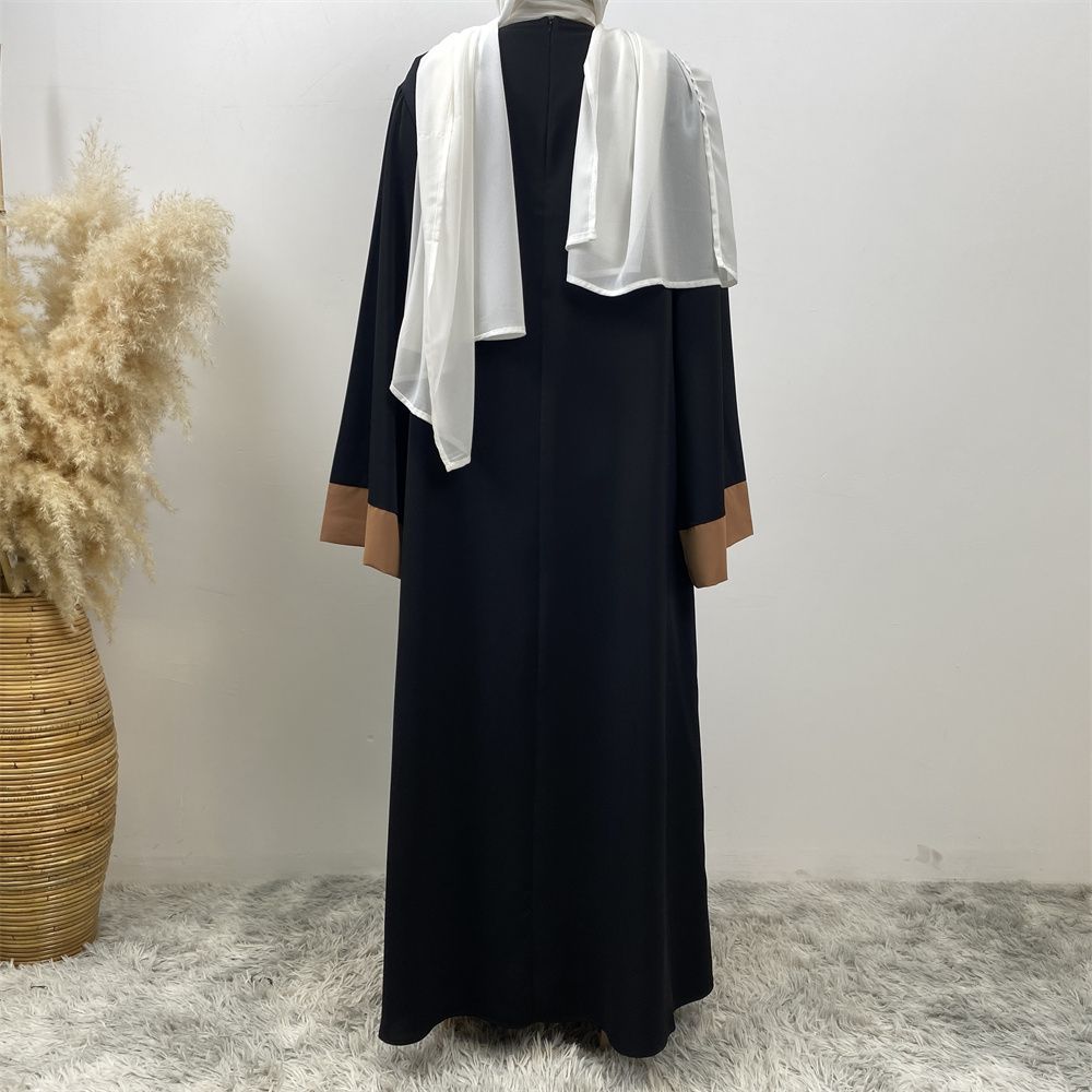 Fashionable Muslim abaya cardigan Dubai Turkish Islamic women's women's dress patchwork Fake two-piece dress