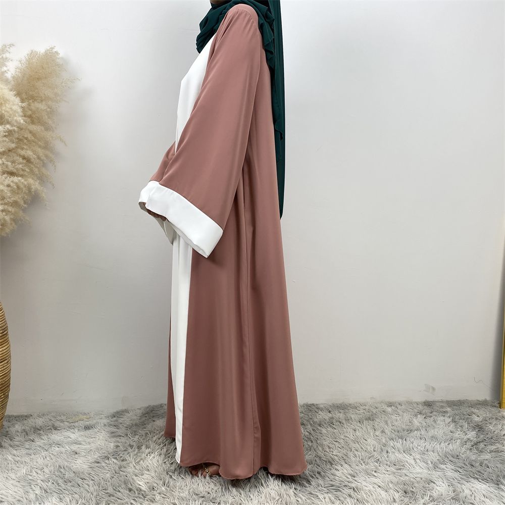 Fashionable Muslim abaya cardigan Dubai Turkish Islamic women's women's dress patchwork Fake two-piece dress