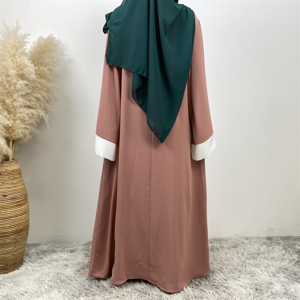 Fashionable Muslim abaya cardigan Dubai Turkish Islamic women's women's dress patchwork Fake two-piece dress