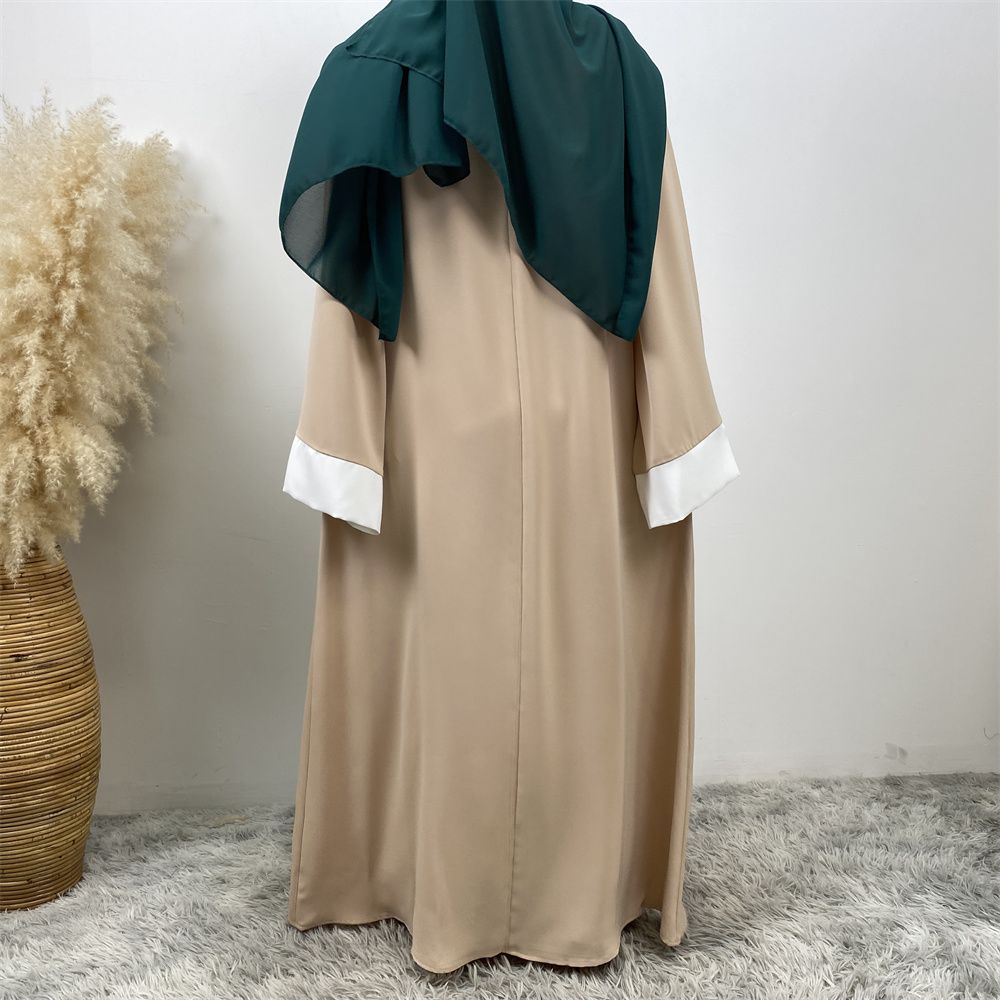 Fashionable Muslim abaya cardigan Dubai Turkish Islamic women's women's dress patchwork Fake two-piece dress
