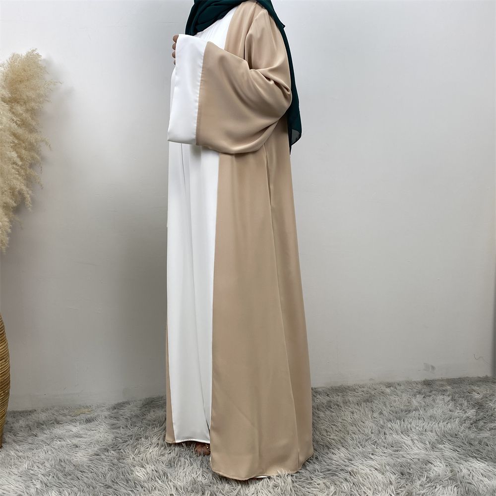Fashionable Muslim abaya cardigan Dubai Turkish Islamic women's women's dress patchwork Fake two-piece dress