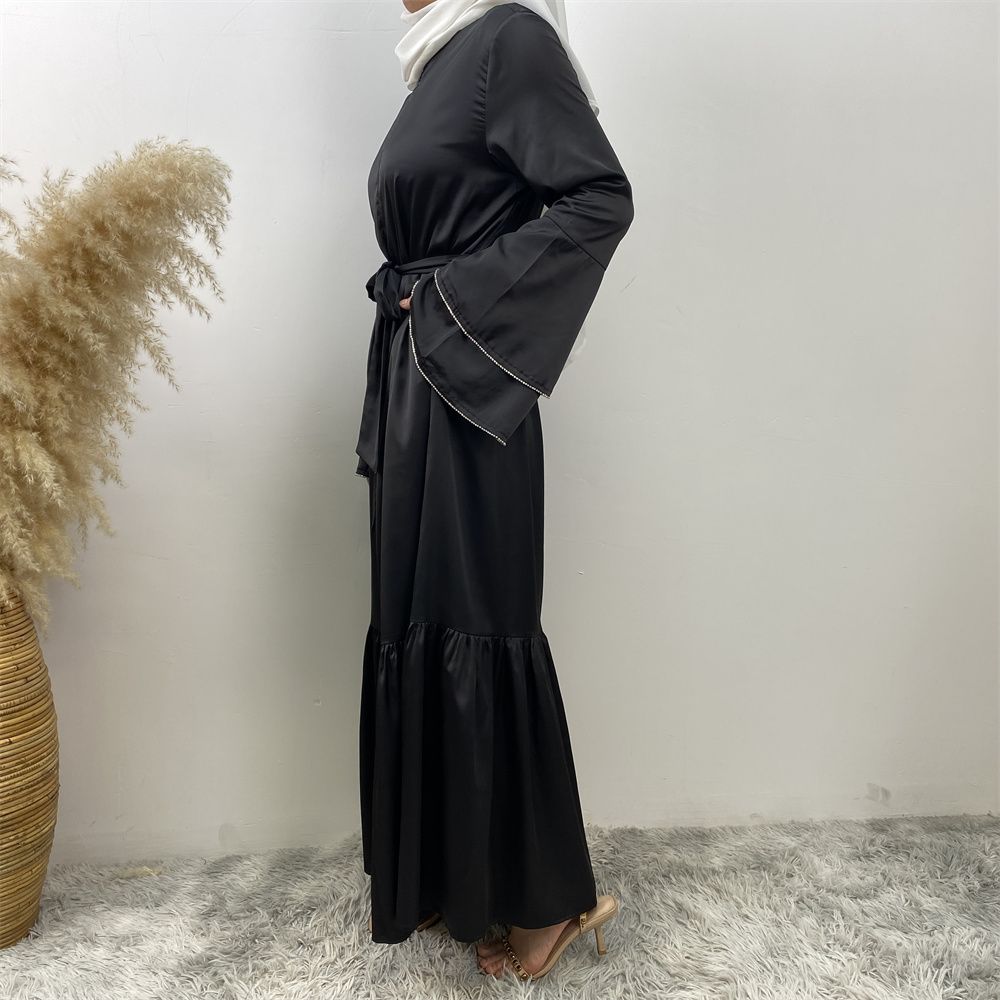 Middle Eastern fashion petal-sleeved women's dress, Arab, African and Turkish patchwork Middle Eastern Muslim tinted dress