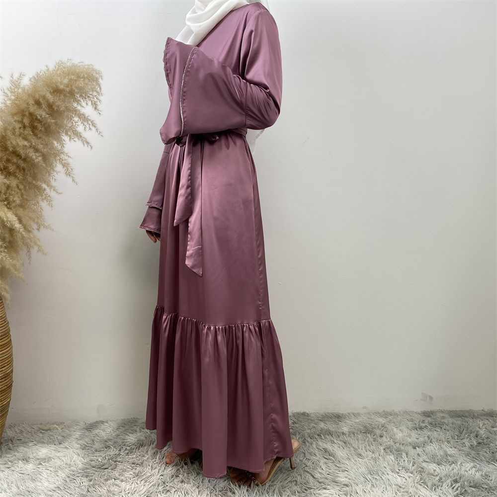 Middle Eastern fashion petal-sleeved women's dress, Arab, African and Turkish patchwork Middle Eastern Muslim tinted dress