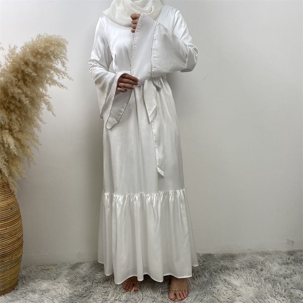 Middle Eastern fashion petal-sleeved women's dress, Arab, African and Turkish patchwork Middle Eastern Muslim tinted dress