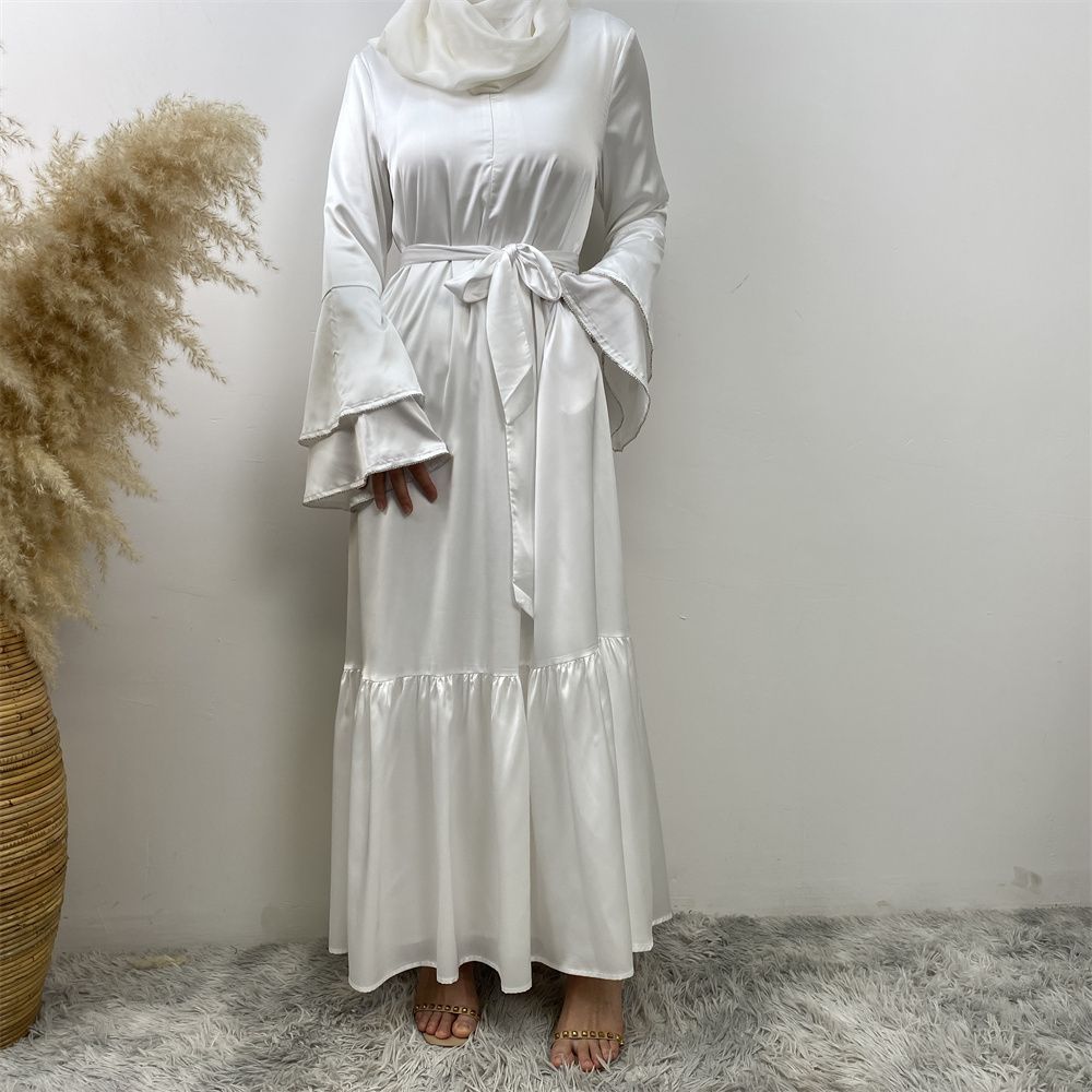 Middle Eastern fashion petal-sleeved women's dress, Arab, African and Turkish patchwork Middle Eastern Muslim tinted dress