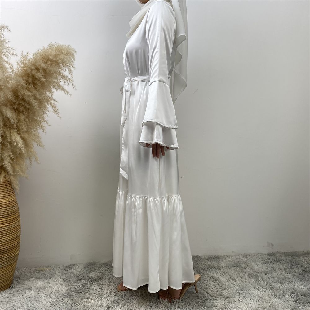 Middle Eastern fashion petal-sleeved women's dress, Arab, African and Turkish patchwork Middle Eastern Muslim tinted dress