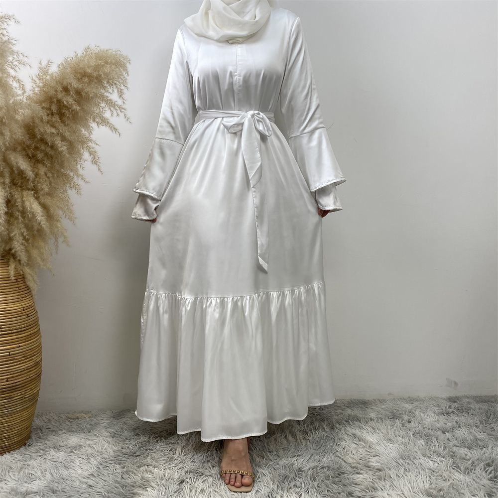 Middle Eastern fashion petal-sleeved women's dress, Arab, African and Turkish patchwork Middle Eastern Muslim tinted dress