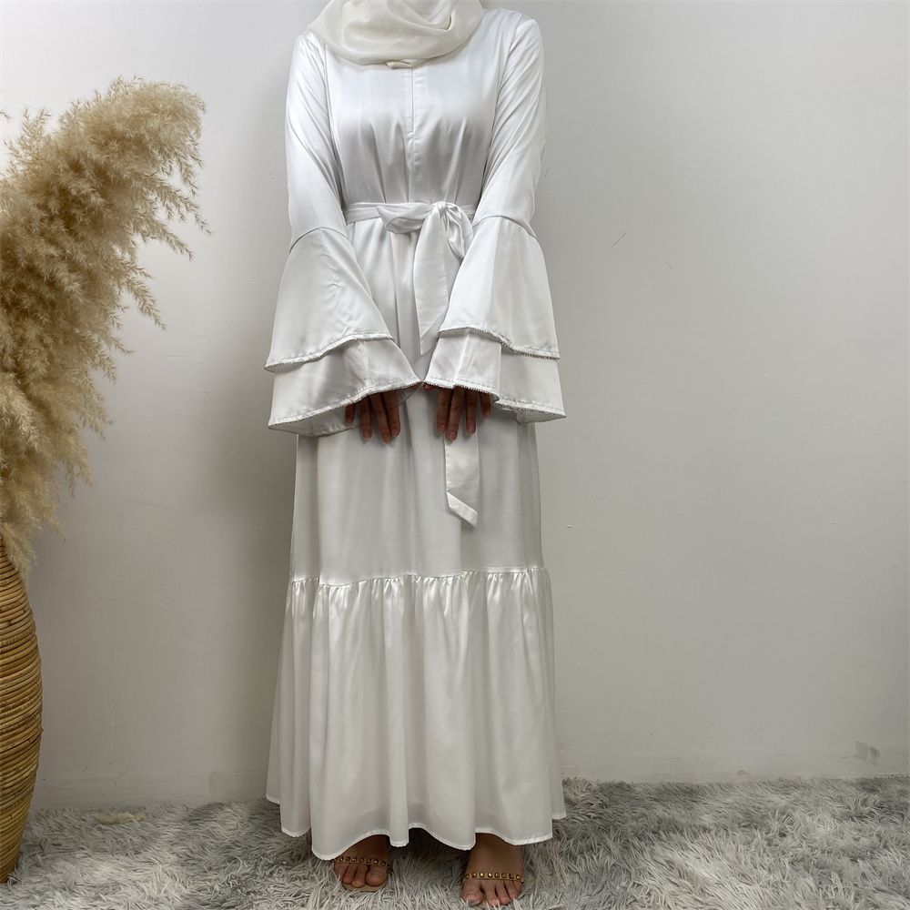 Middle Eastern fashion petal-sleeved women's dress, Arab, African and Turkish patchwork Middle Eastern Muslim tinted dress