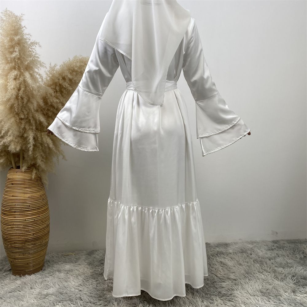 Middle Eastern fashion petal-sleeved women's dress, Arab, African and Turkish patchwork Middle Eastern Muslim tinted dress