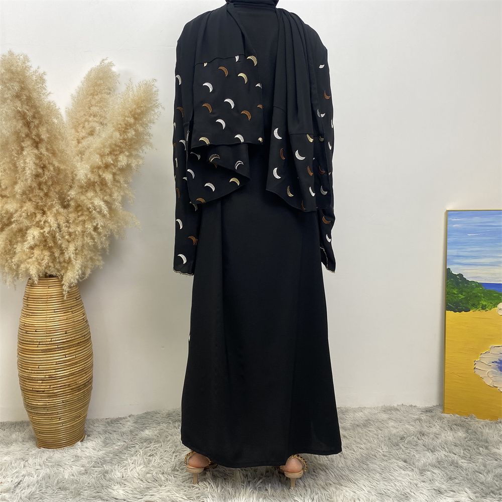 Muslim Middle East Dubai bestseller Muslim fashion women's wear, heavy embroidery cardigan, Dubai robe and headscarf dress