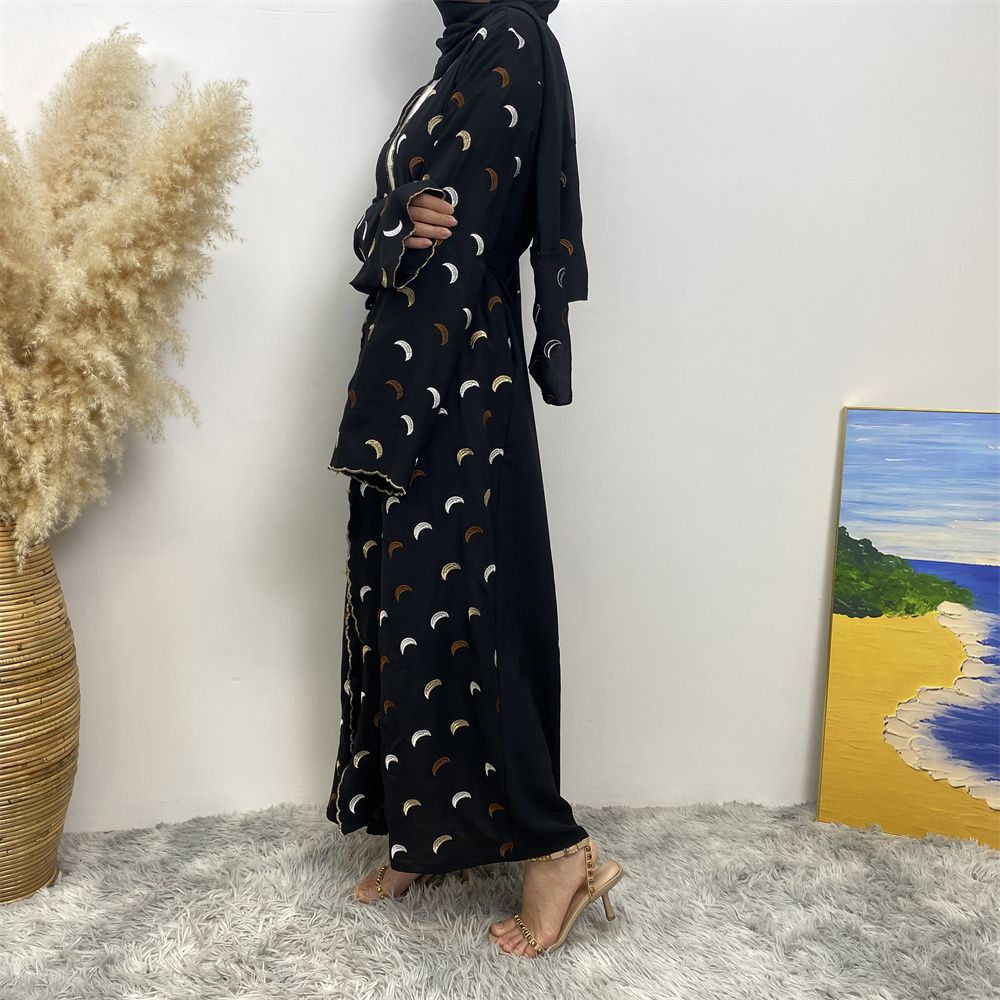 Muslim Middle East Dubai bestseller Muslim fashion women's wear, heavy embroidery cardigan, Dubai robe and headscarf dress