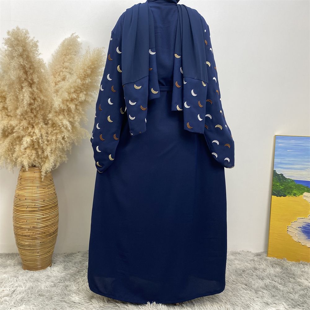 Muslim Middle East Dubai bestseller Muslim fashion women's wear, heavy embroidery cardigan, Dubai robe and headscarf dress