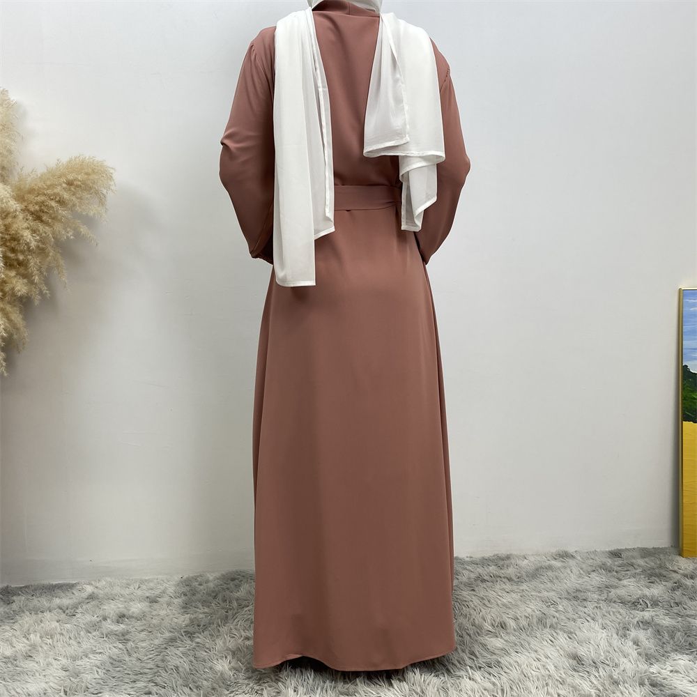 A long Muslim cardigan women's dress with fashionable and casual lace embroidery from Dubai, Turkey, in the Middle East