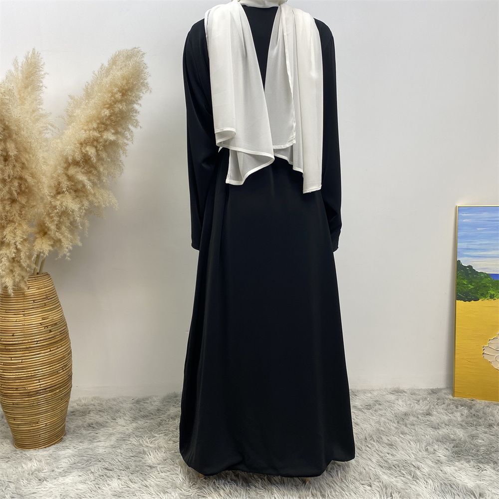 Muslim, Middle Eastern fashion, Dubai, Turkey, Arab, African bestseller, solid color, double-sided, pocket, lace-up, cardigan, robe dress