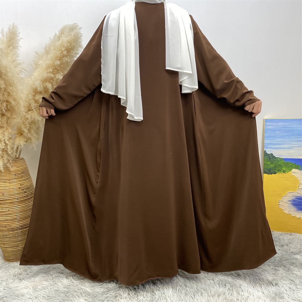 Muslim, Middle Eastern fashion, Dubai, Turkey, Arab, African bestseller, solid color, double-sided, pocket, lace-up, cardigan, robe dress