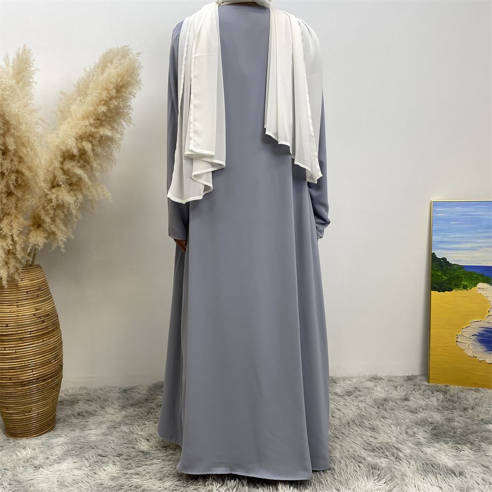 Muslim, Middle Eastern fashion, Dubai, Turkey, Arab, African bestseller, solid color, double-sided, pocket, lace-up, cardigan, robe dress