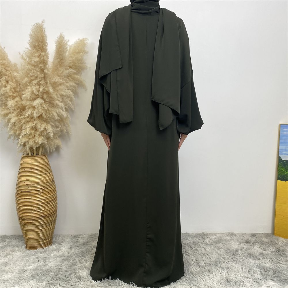 New Muslim, Middle East, Dubai, Africa, new fashionable solid-color dress with pockets, Islamic women's elegant long dress