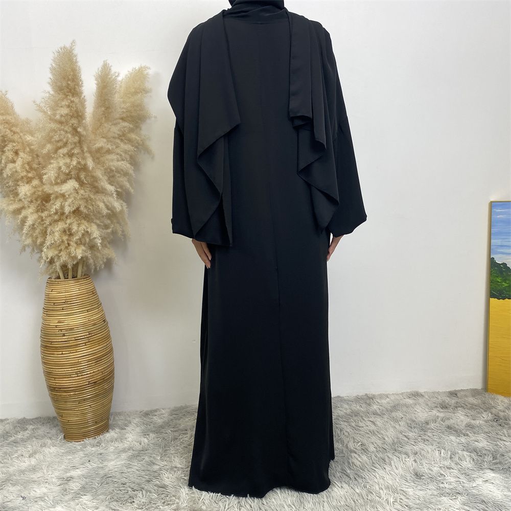 New Muslim, Middle East, Dubai, Africa, new fashionable solid-color dress with pockets, Islamic women's elegant long dress