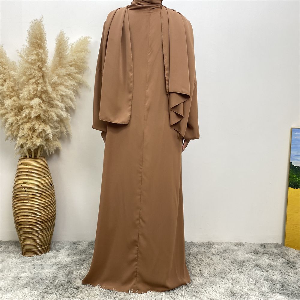 New Muslim, Middle East, Dubai, Africa, new fashionable solid-color dress with pockets, Islamic women's elegant long dress
