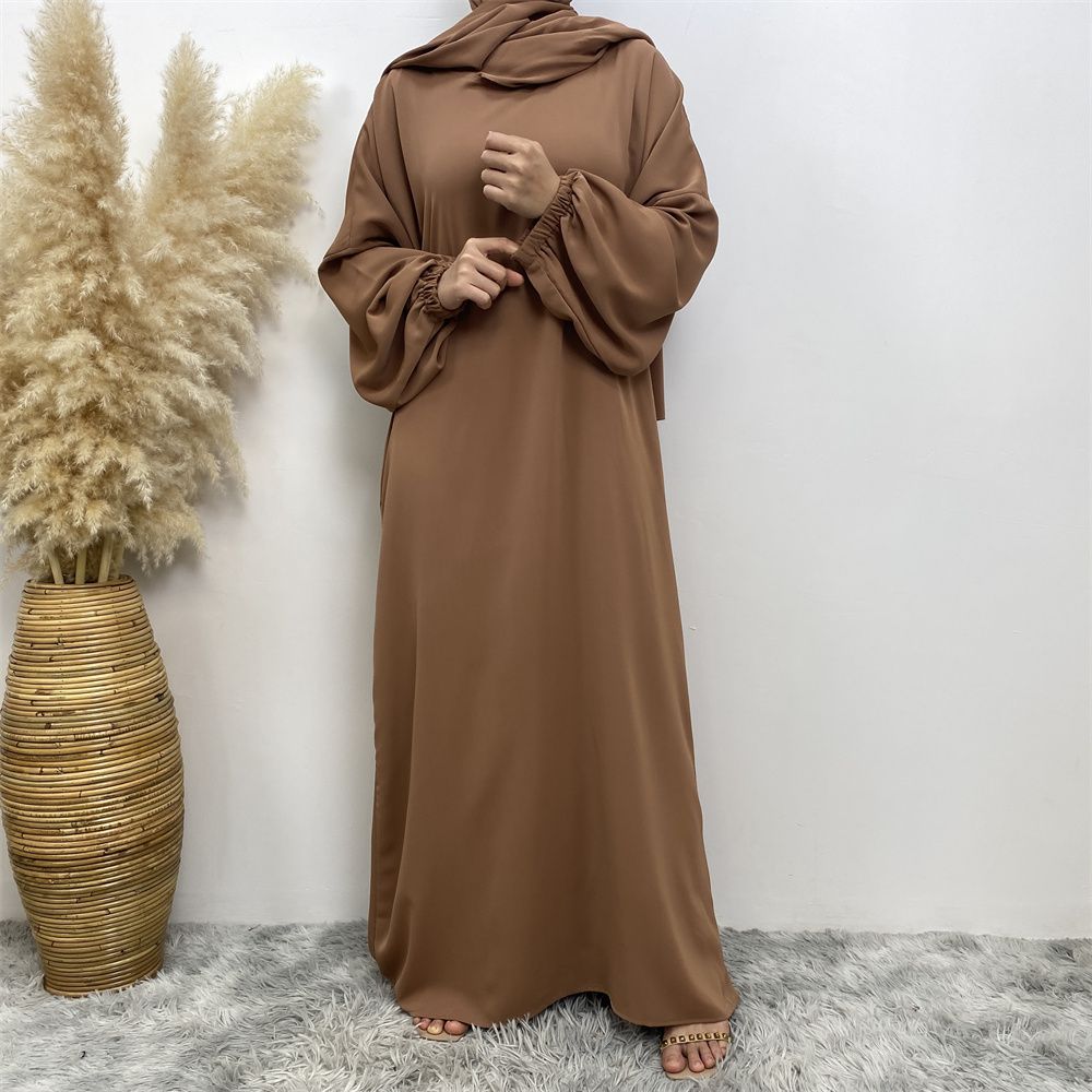 New Muslim, Middle East, Dubai, Africa, new fashionable solid-color dress with pockets, Islamic women's elegant long dress