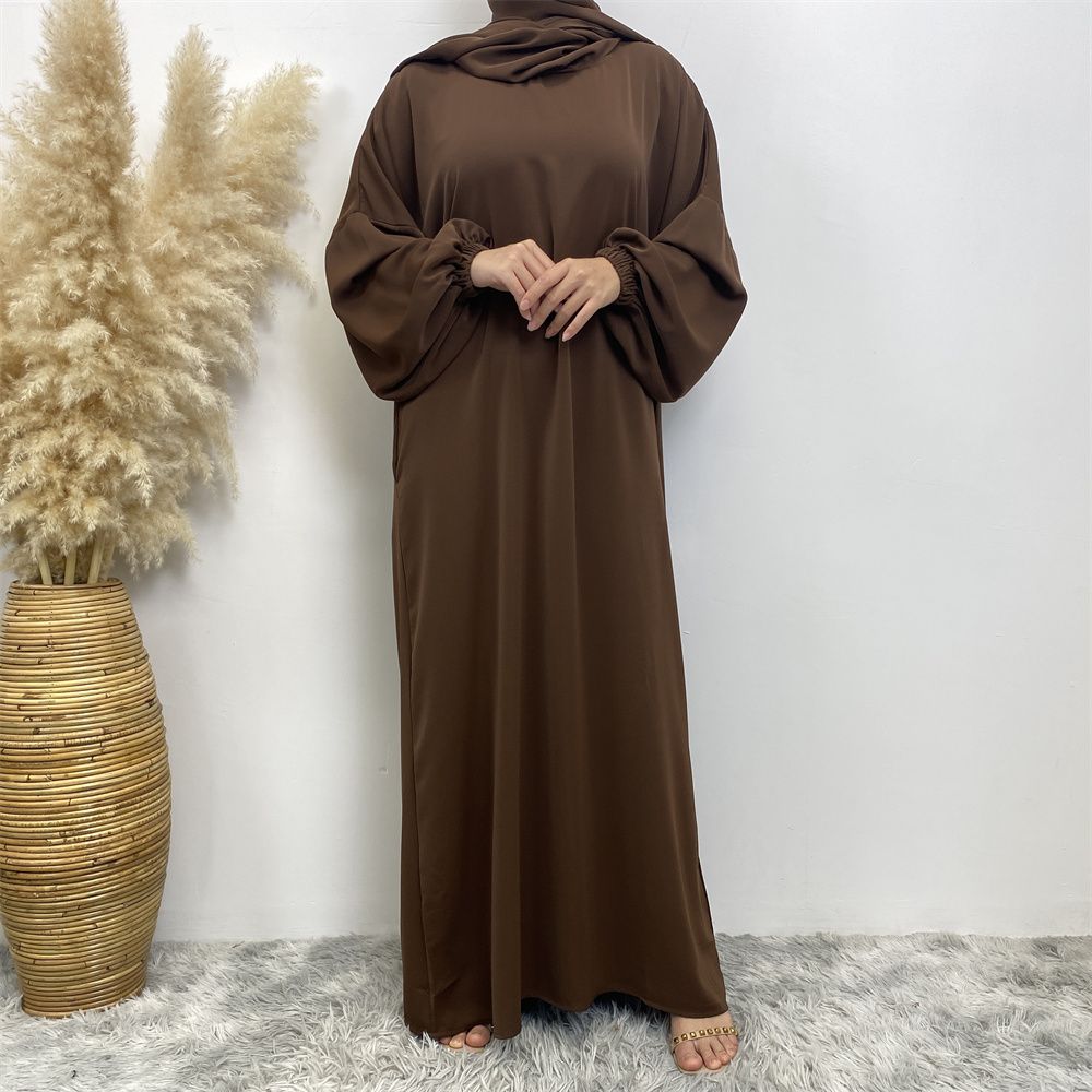 New Muslim, Middle East, Dubai, Africa, new fashionable solid-color dress with pockets, Islamic women's elegant long dress