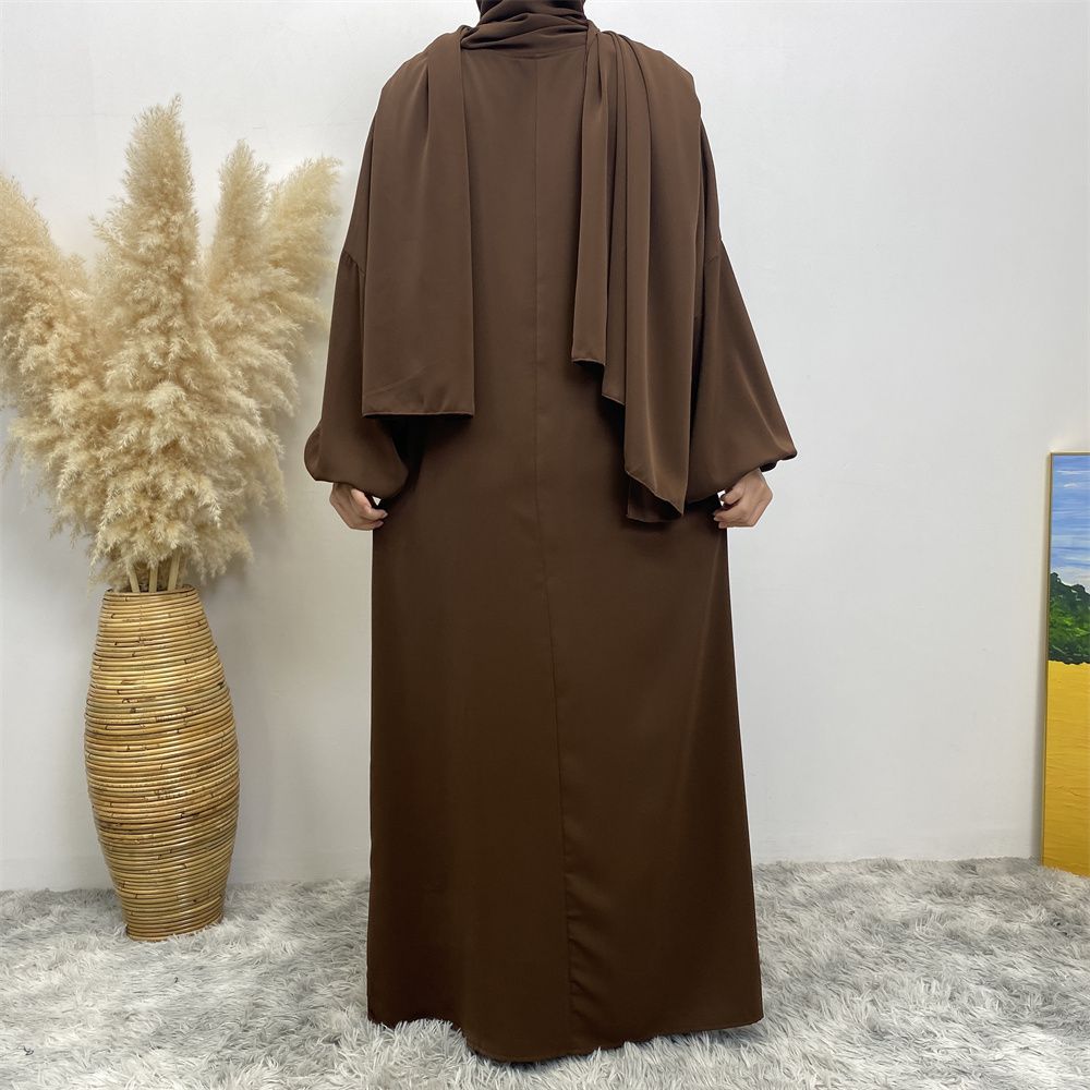New Muslim, Middle East, Dubai, Africa, new fashionable solid-color dress with pockets, Islamic women's elegant long dress
