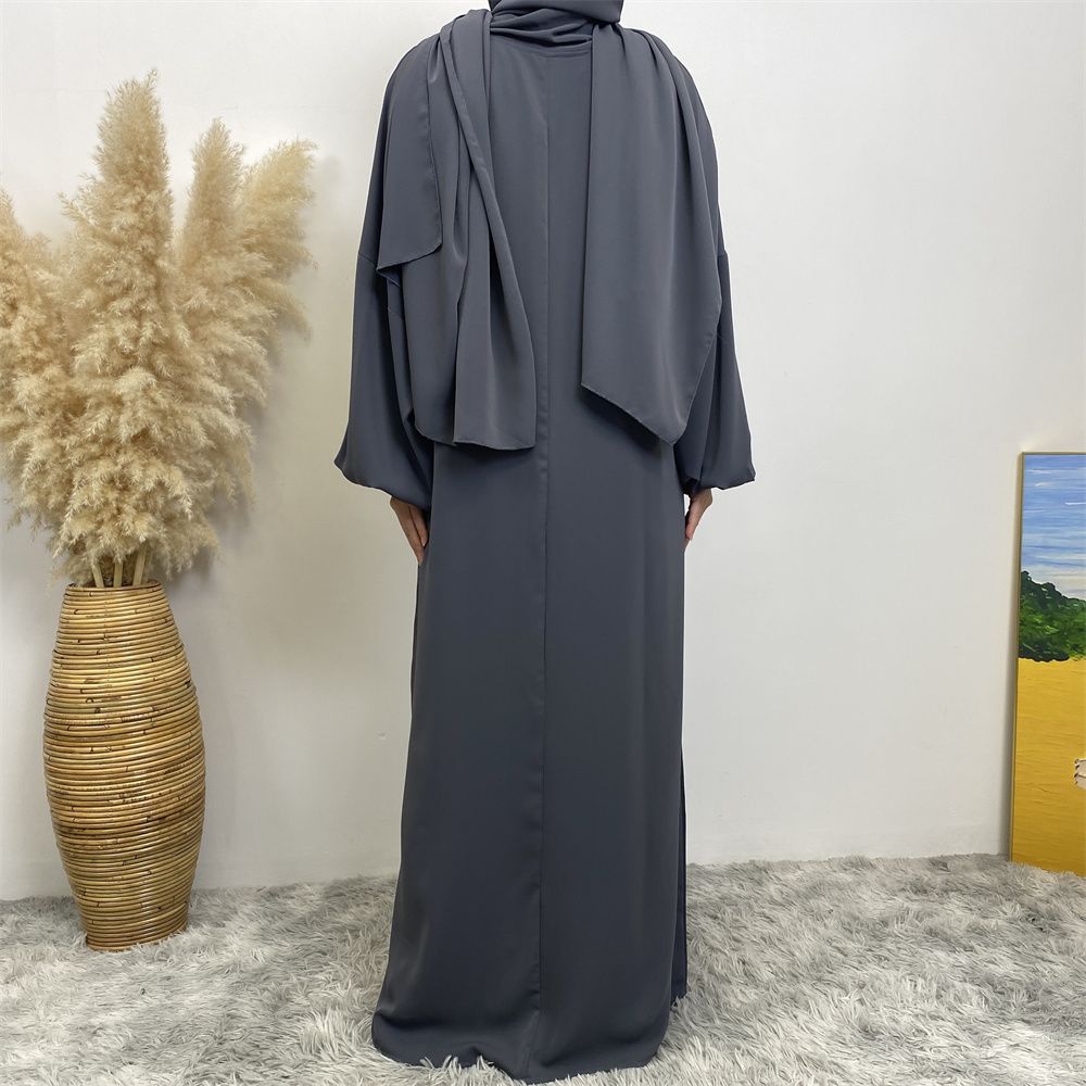 New Muslim, Middle East, Dubai, Africa, new fashionable solid-color dress with pockets, Islamic women's elegant long dress