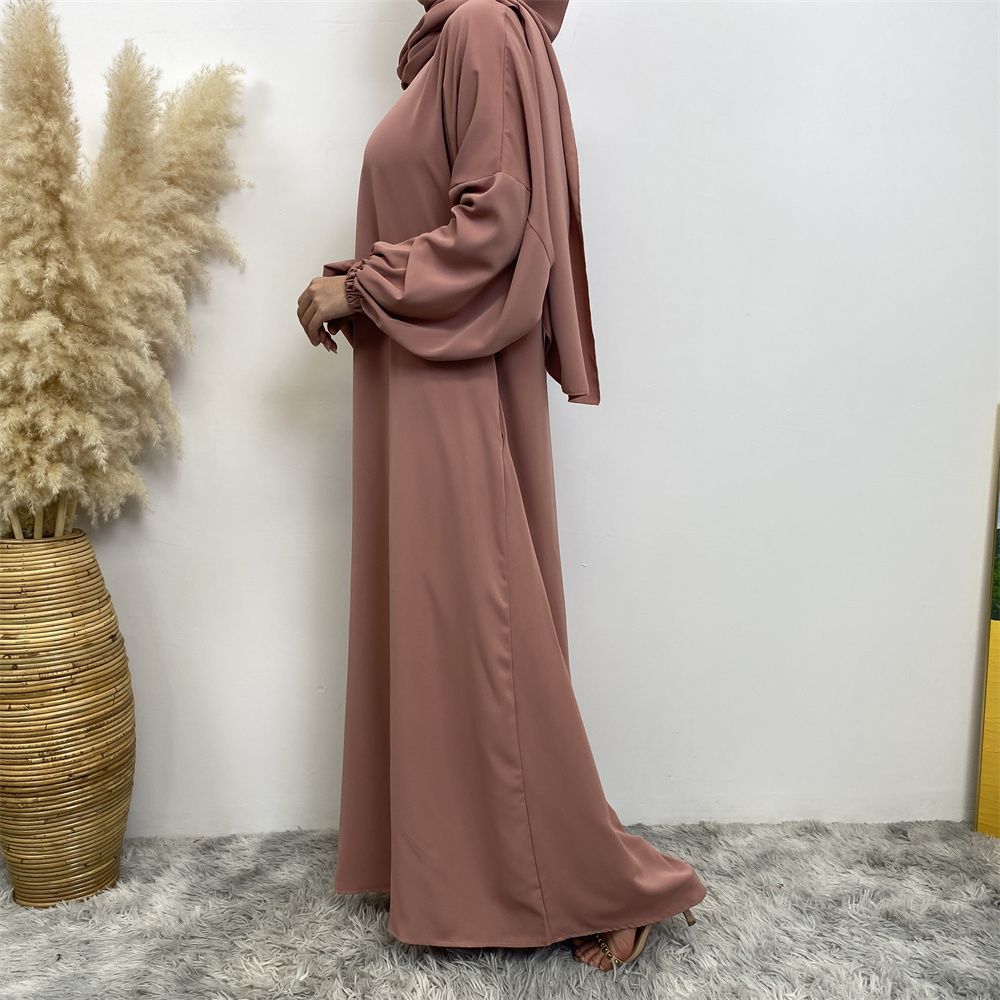 New Muslim, Middle East, Dubai, Africa, new fashionable solid-color dress with pockets, Islamic women's elegant long dress