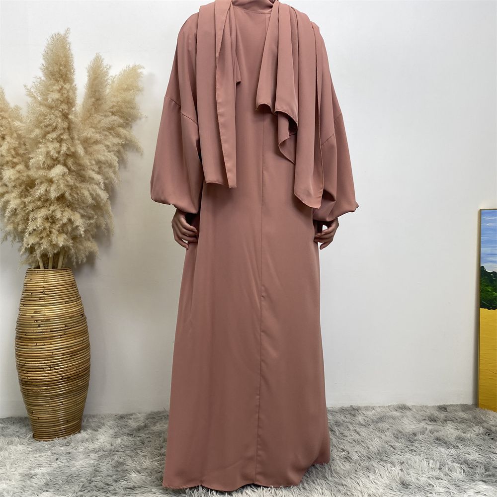 New Muslim, Middle East, Dubai, Africa, new fashionable solid-color dress with pockets, Islamic women's elegant long dress