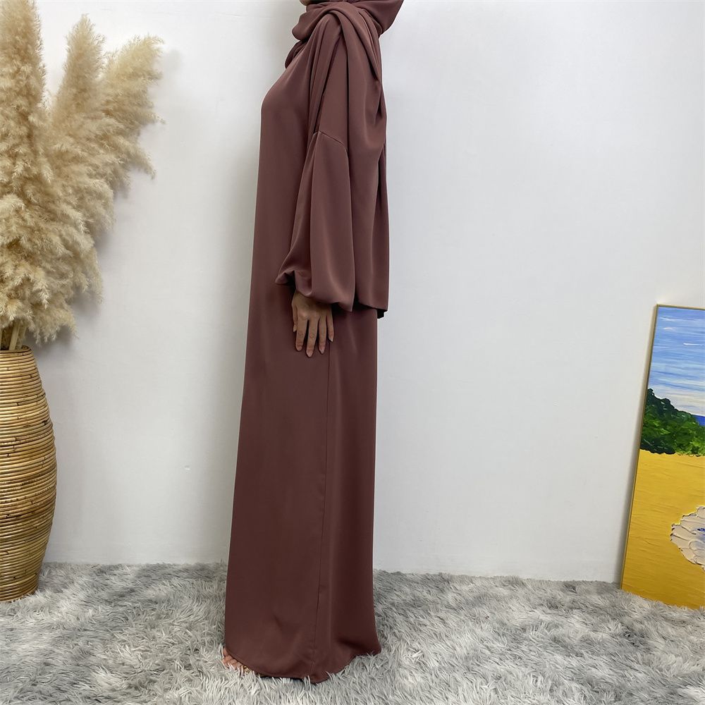 New Muslim, Middle East, Dubai, Africa, new fashionable solid-color dress with pockets, Islamic women's elegant long dress
