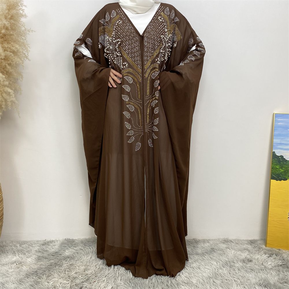 New Muslim fashion Middle East Dubai Arab Turkish shiny diamond cardigan dress robe