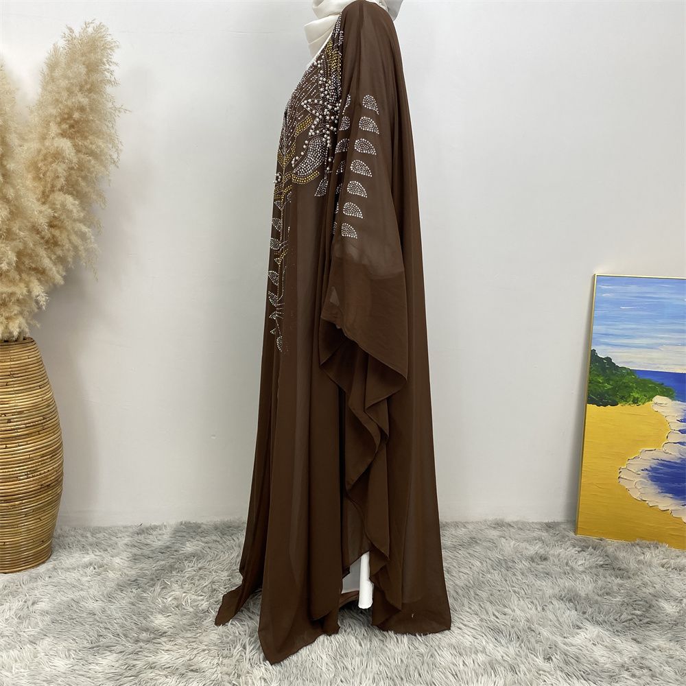 New Muslim fashion Middle East Dubai Arab Turkish shiny diamond cardigan dress robe