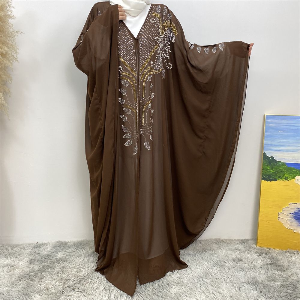 New Muslim fashion Middle East Dubai Arab Turkish shiny diamond cardigan dress robe