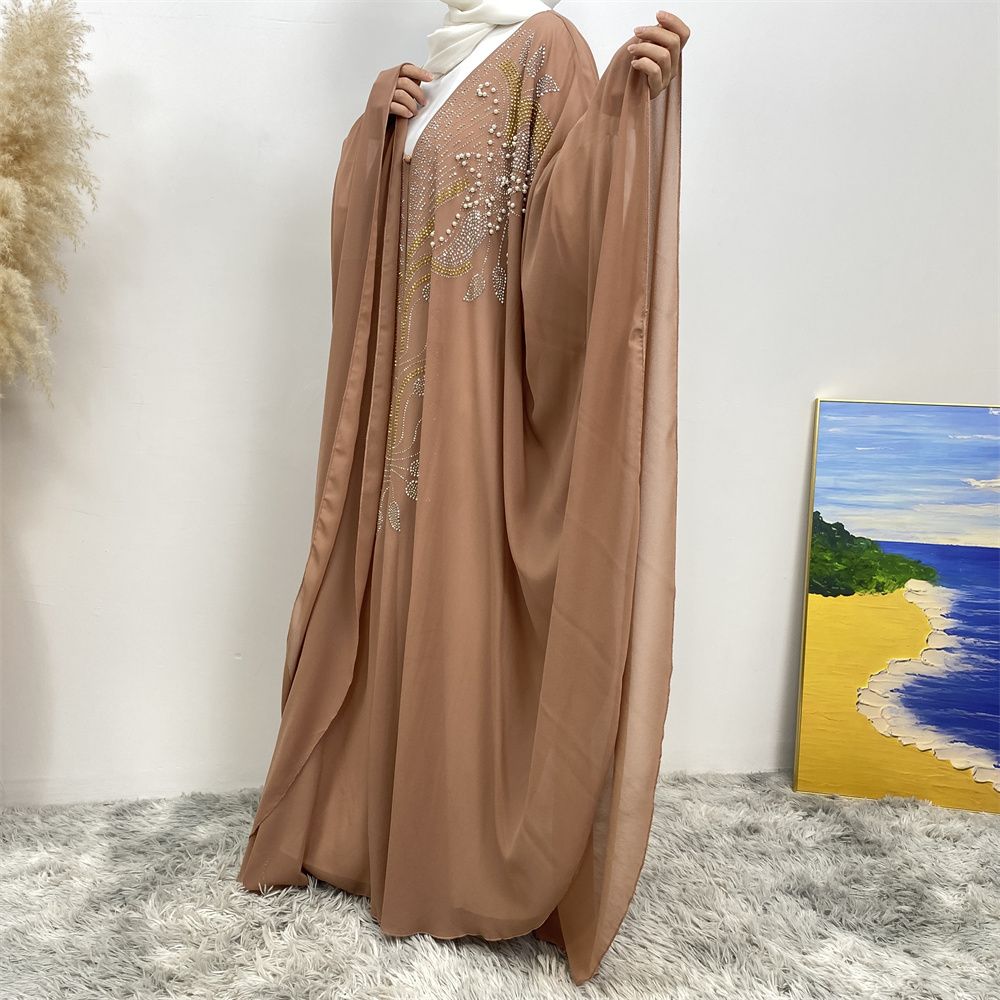 New Muslim fashion Middle East Dubai Arab Turkish shiny diamond cardigan dress robe