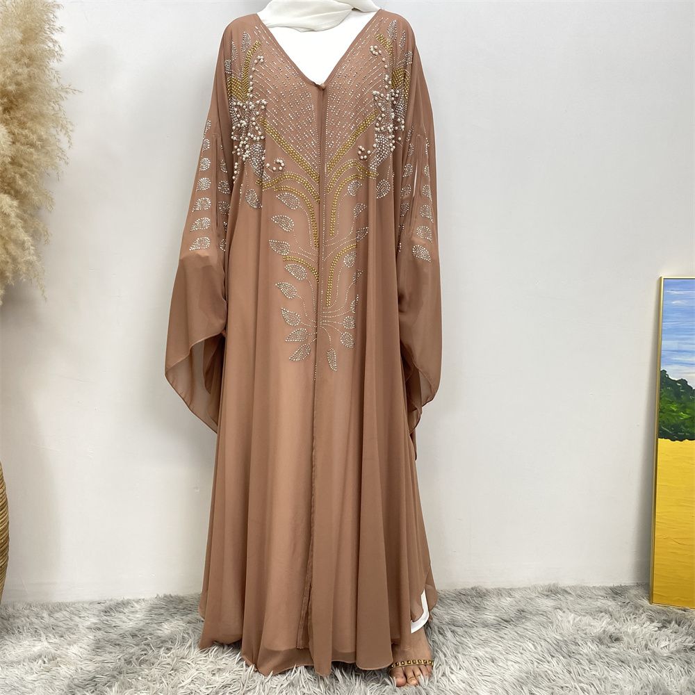 New Muslim fashion Middle East Dubai Arab Turkish shiny diamond cardigan dress robe